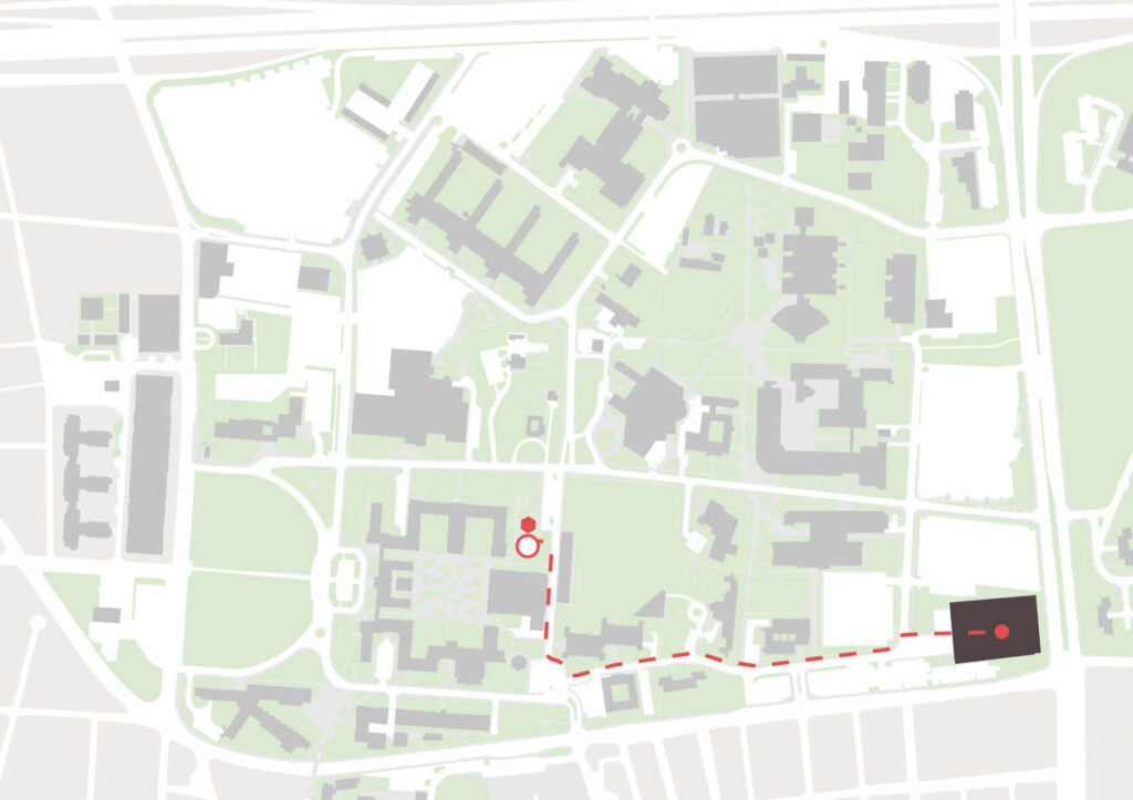 Imagen de la localización del edificio desde el estacionamiento